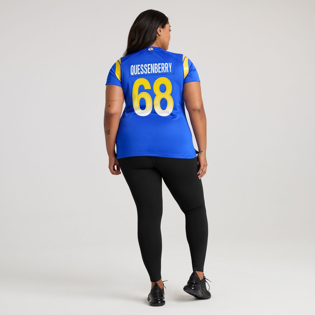 David Quessenberry Los Angeles Rams Nike Women's Team Game Jersey - Royal Official NFL Team Apparel Football Fan Gear