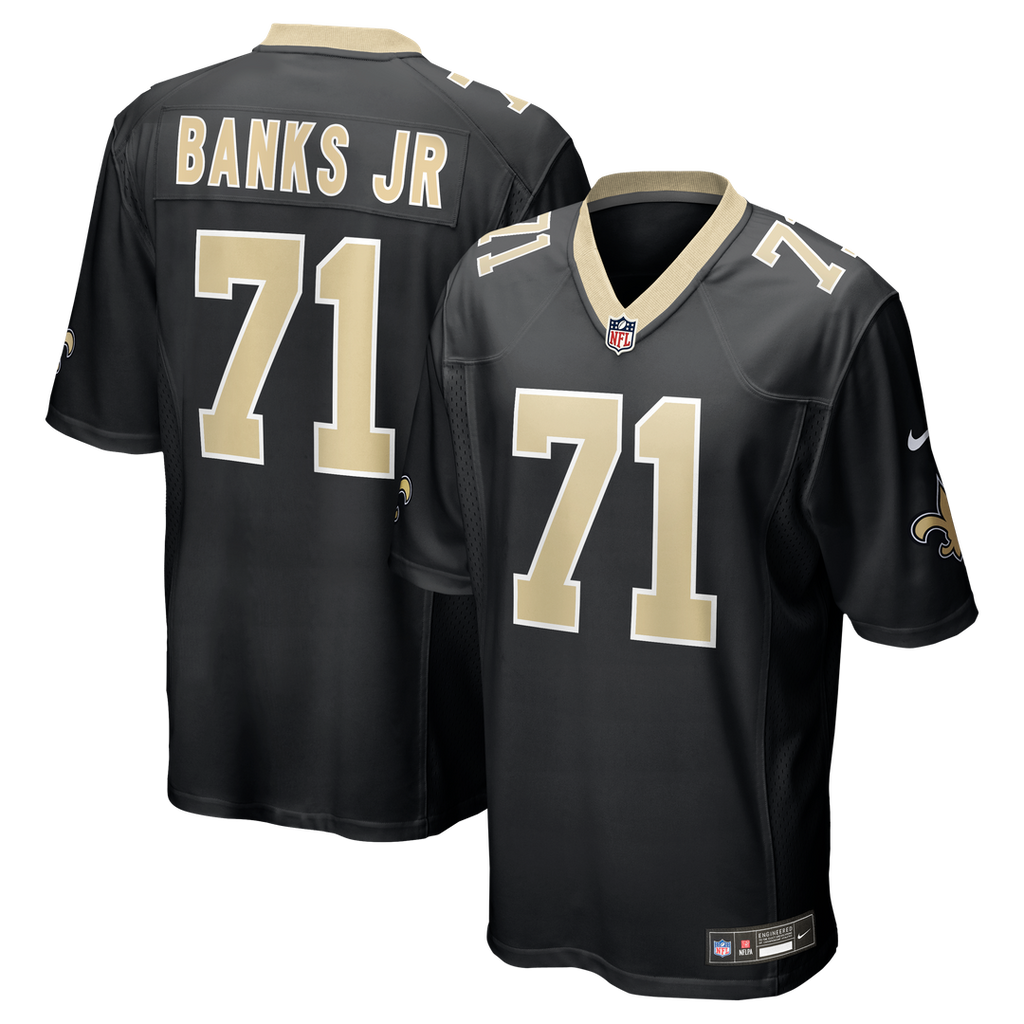 Kelvin Banks Jr. New Orleans Saints Nike Game Player Jersey - Black Official NFL Team Apparel Football Fan Gear