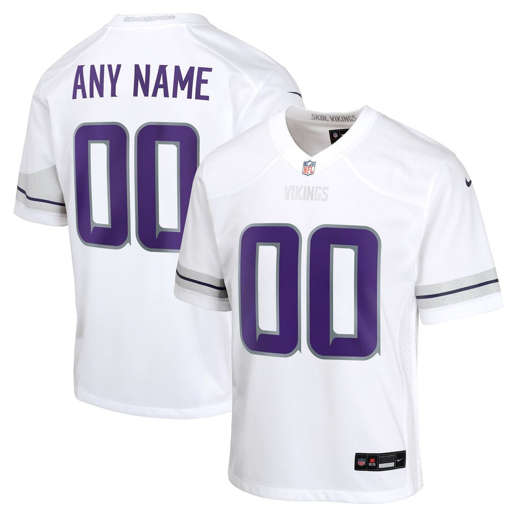 Minnesota Vikings Nike Youth Alternate Custom Game Jersey - White Official NFL Team Apparel Football Fan Gear
