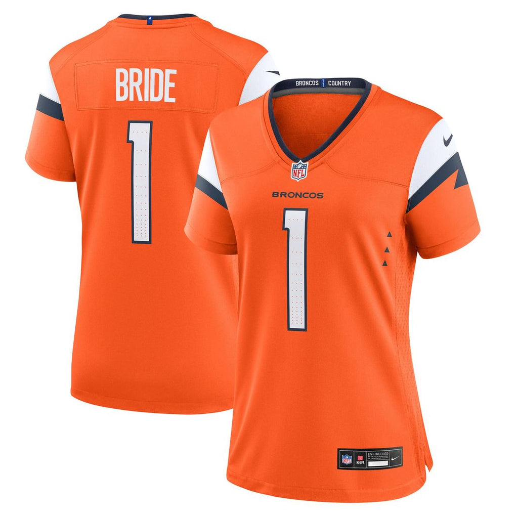 Number 1 Bride Denver Broncos Nike Women's Game Jersey - Orange Official NFL Team Apparel Football Fan Gear