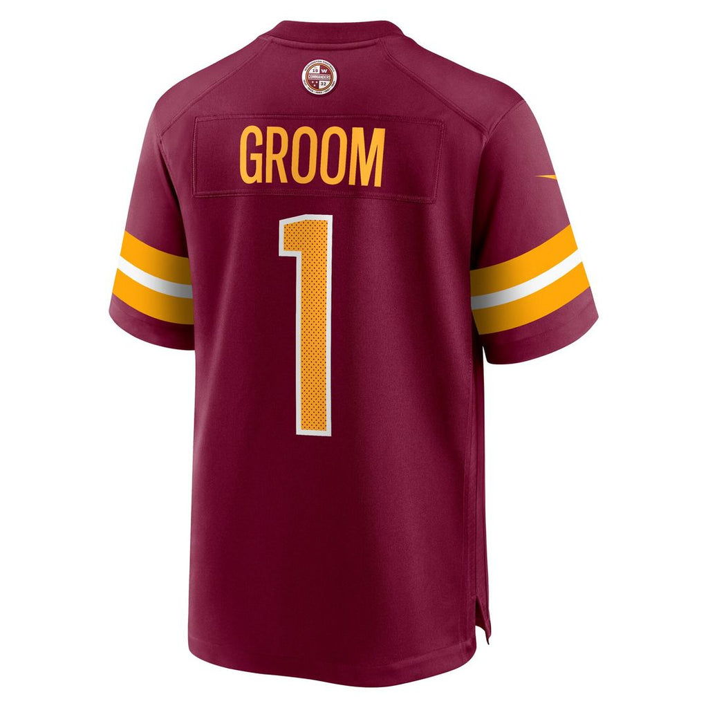Number 1 Groom Washington Commanders Nike Game Jersey - Burgundy Official NFL Team Apparel Football Fan Gear