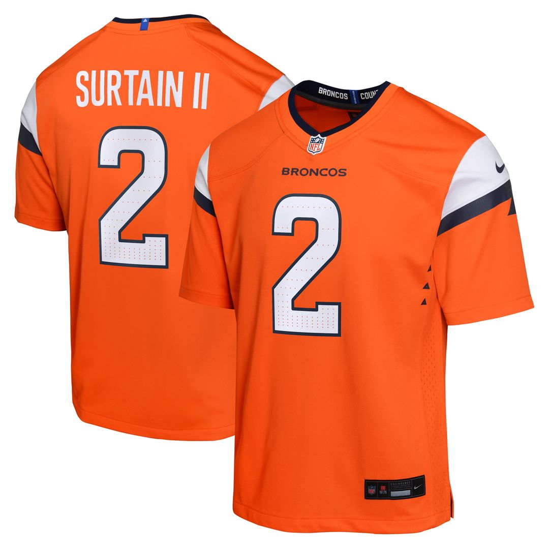 Patrick Surtain II Denver Broncos Nike Youth Game Jersey - Orange Official NFL Team Apparel Football Fan Gear