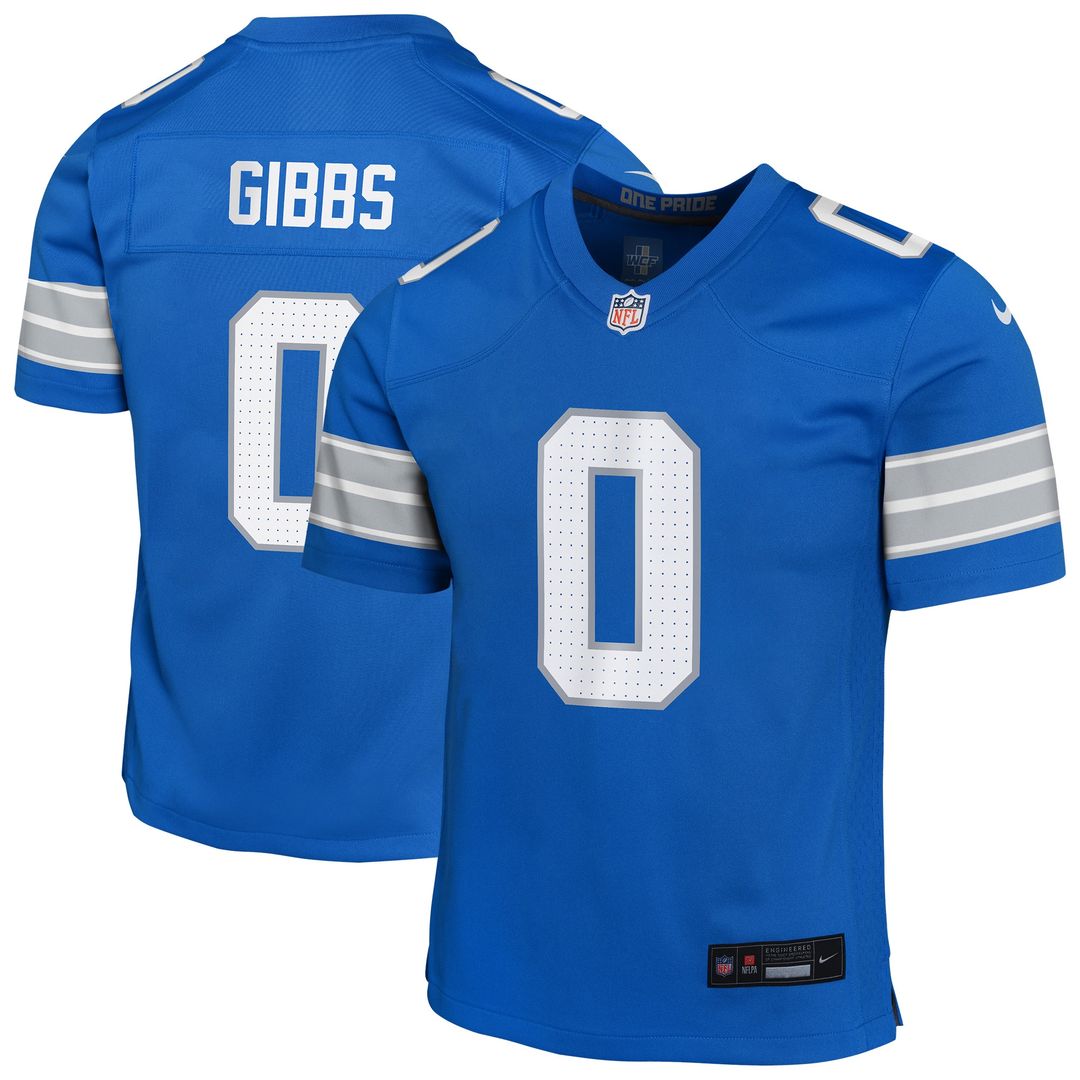 Jahmyr Gibbs Detroit Lions Nike Youth Game Jersey - Blue Official NFL Team Apparel Football Fan Gear