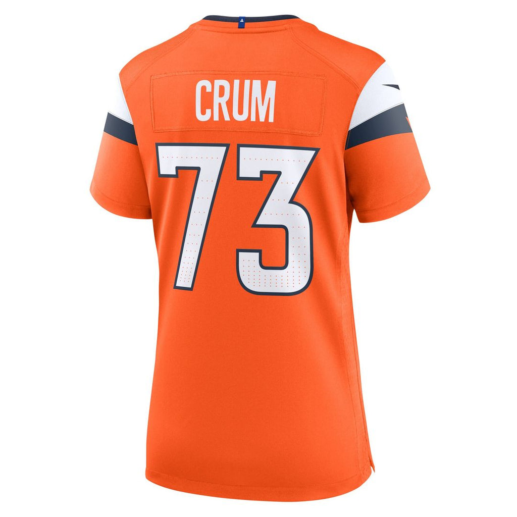 Frank Crum Denver Broncos Nike Women's Team Game Jersey - Orange Official NFL Team Apparel Football Fan Gear