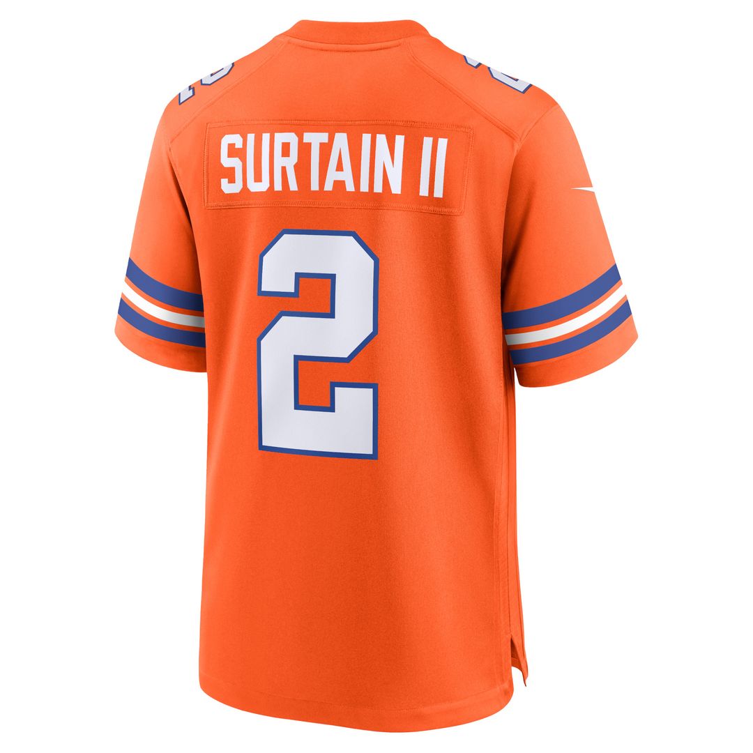 Patrick Surtain II Denver Broncos Nike Mile High Collection 1977 Throwback Player Game Jersey - Orange Official NFL Team Apparel Football Fan Gear