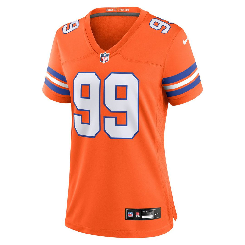 Zach Allen Denver Broncos Nike Women's Mile High Collection 1977 Throwback Player Game Jersey - Orange Official NFL Team Apparel Football Fan Gear