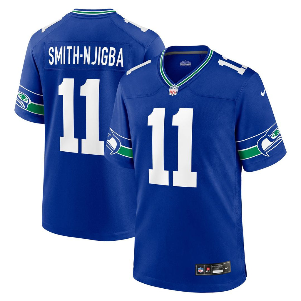 Jaxon Smith-Njigba Seattle Seahawks Nike Throwback Player Game Jersey - Royal Official NFL Team Apparel Football Fan Gear
