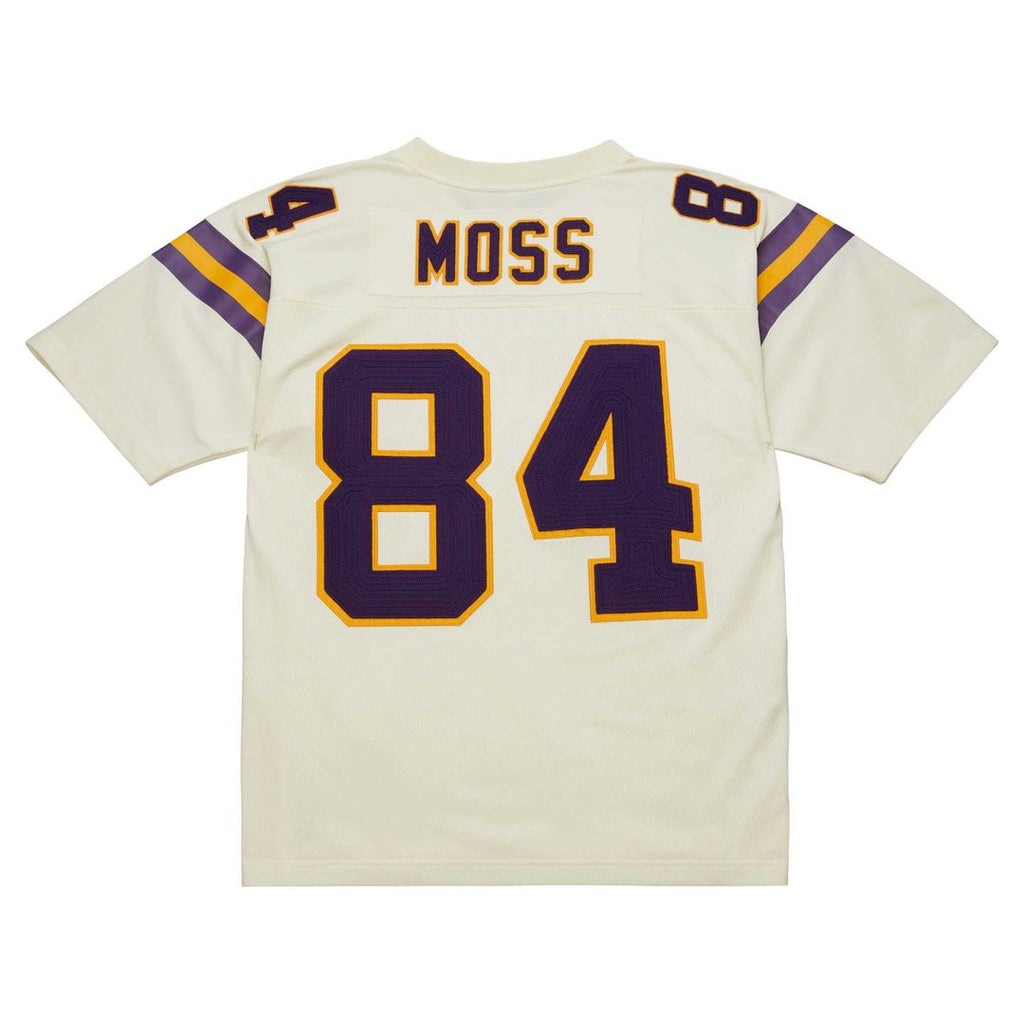 Randy Moss Minnesota Vikings Mitchell & Ness Chainstitch Legacy Jersey - Cream Official NFL Team Apparel Football Fan Gear