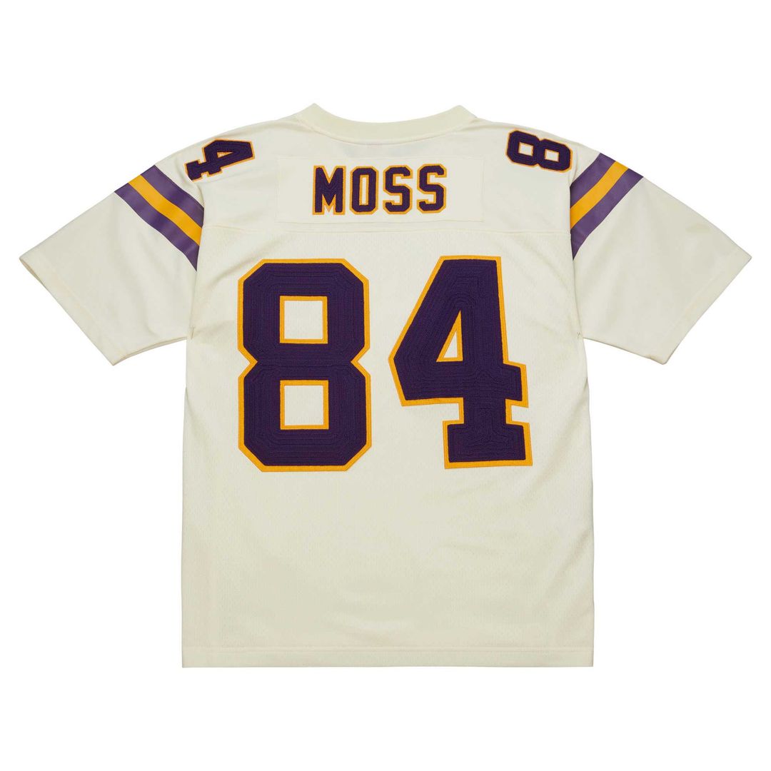 Randy Moss Minnesota Vikings Mitchell & Ness Chainstitch Legacy Jersey - Cream Official NFL Team Apparel Football Fan Gear
