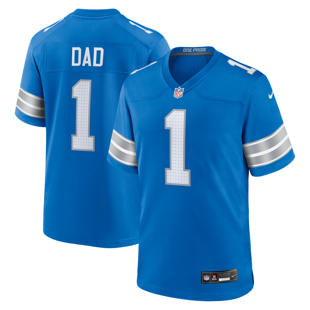 Number 1 Dad Detroit Lions Nike Game Jersey - Blue Official NFL Team Apparel Football Fan Gear