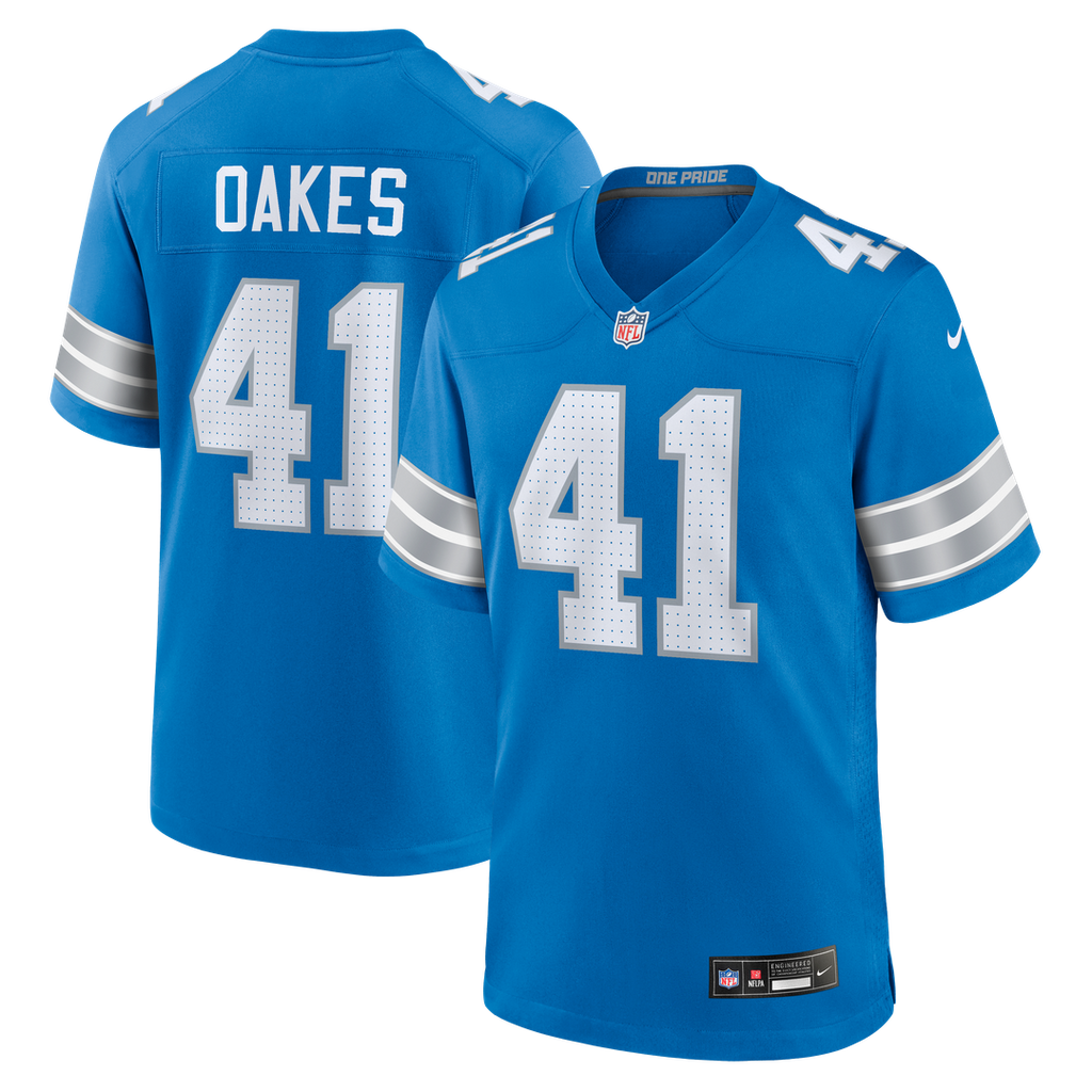 Gunnar Oakes Detroit Lions Nike Team Game Jersey - Blue Official NFL Team Apparel Football Fan Gear