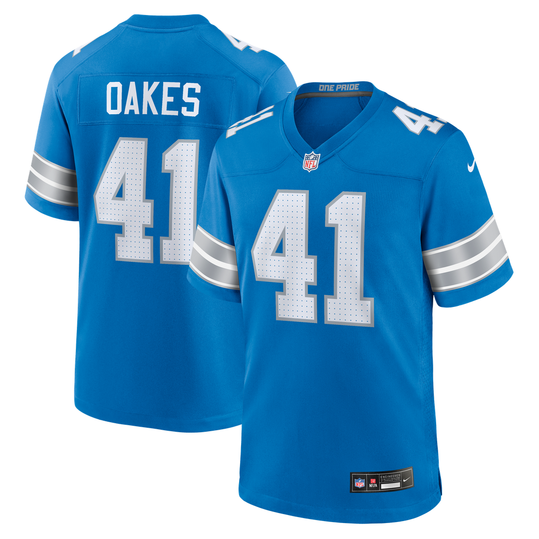 Gunnar Oakes Detroit Lions Nike Team Game Jersey - Blue Official NFL Team Apparel Football Fan Gear