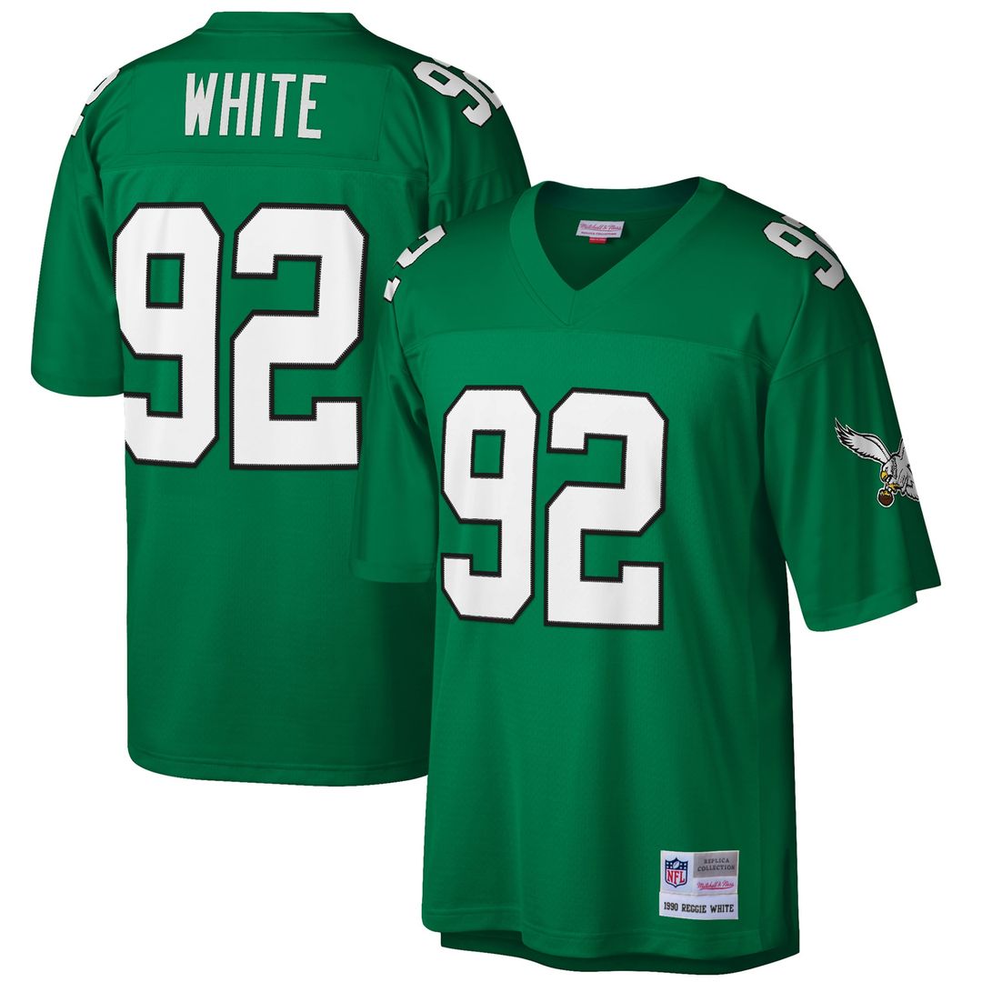 Reggie White Philadelphia Eagles Mitchell & Ness Big & Tall 1990 Retired Player Replica Jersey - Kelly Green Official NFL Team Apparel Football Fan Ge