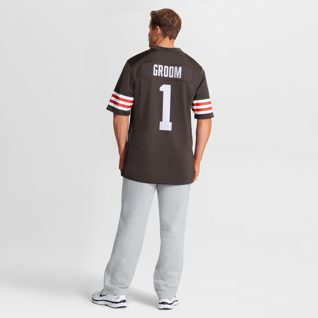 Number 1 Groom Cleveland Browns Nike Game Jersey - Brown Official NFL Team Apparel Football Fan Gear