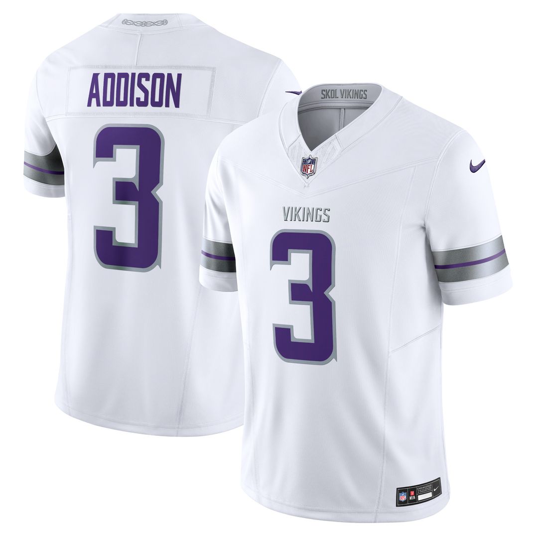 Jordan Addison Minnesota Vikings Nike Alternate Vapor F.U.S.E. Limited Jersey - White Official NFL Team Apparel Football Fan Gear