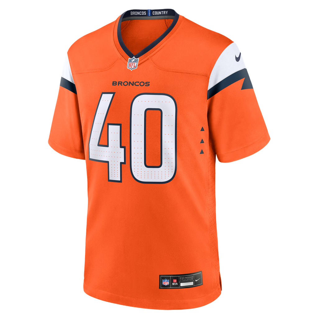 Justin Strnad Denver Broncos Nike Team Game Jersey - Orange Official NFL Team Apparel Football Fan Gear