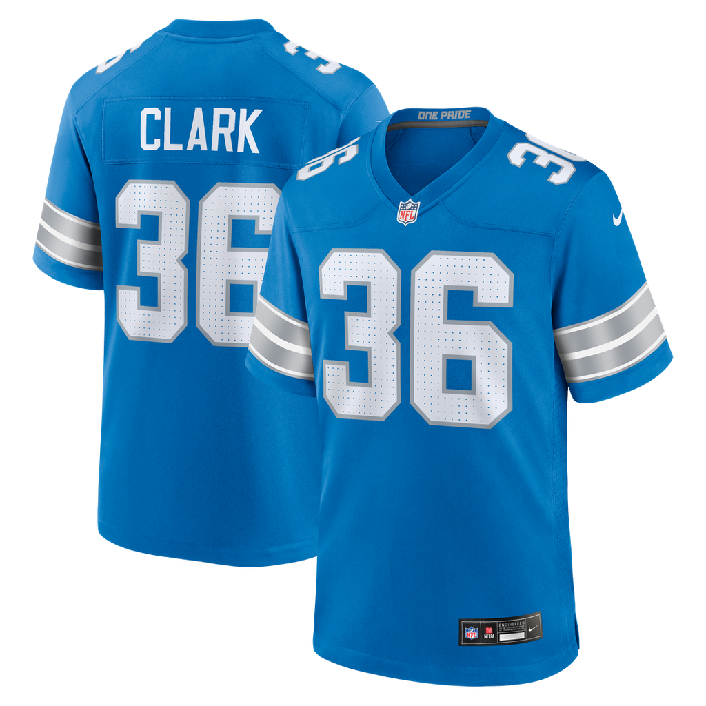 Chuck Clark Detroit Lions Nike Team Game Jersey - Blue Official NFL Team Apparel Football Fan Gear