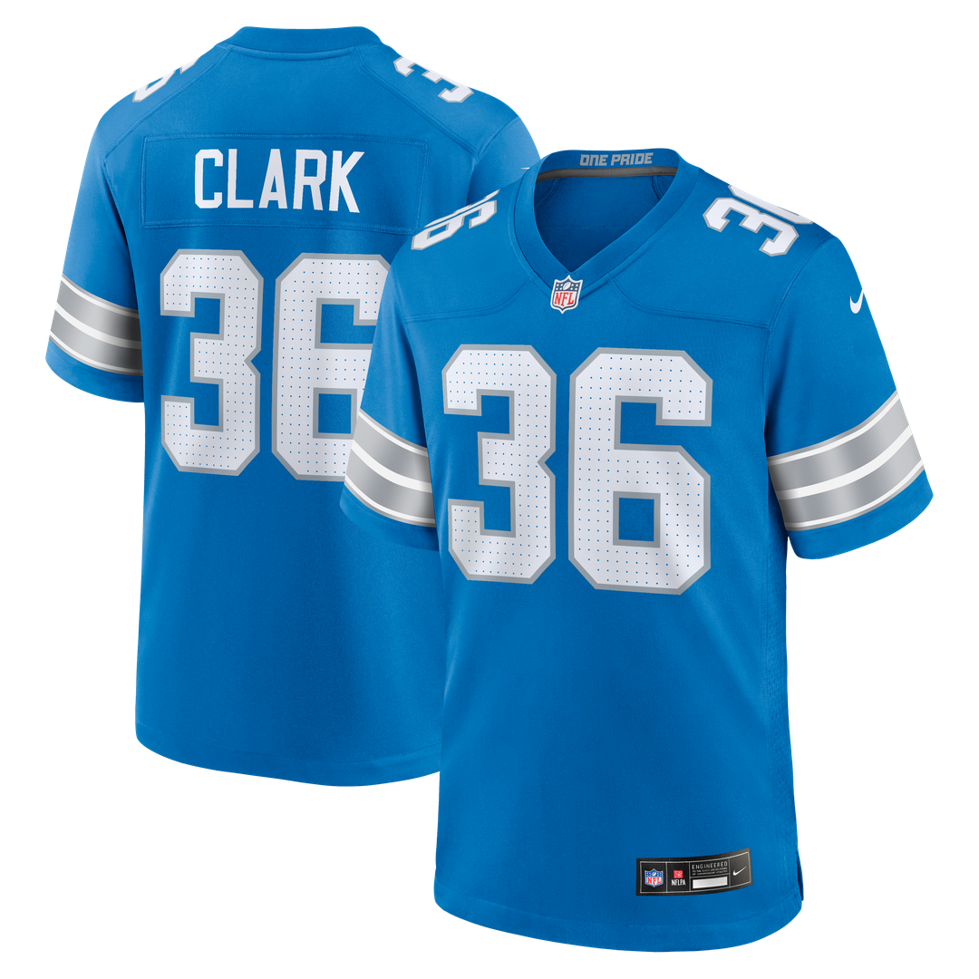 Chuck Clark Detroit Lions Nike Team Game Jersey - Blue Official NFL Team Apparel Football Fan Gear