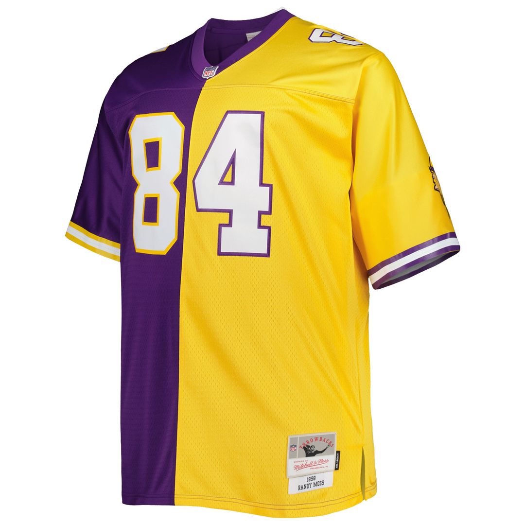 Randy Moss Minnesota Vikings Mitchell & Ness Big & Tall Split Legacy Retired Player Replica Jersey - Purple/Gold Official NFL Team Apparel Football Fa