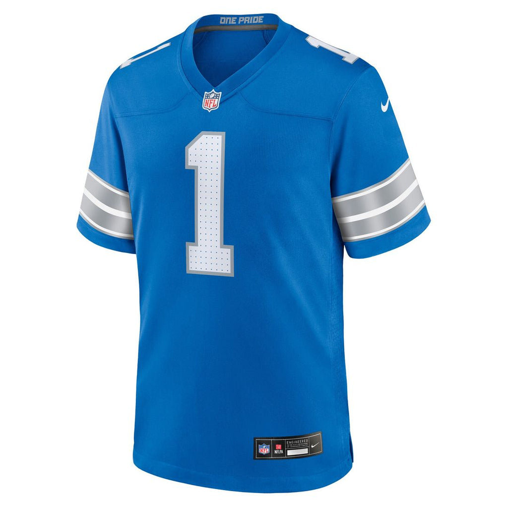 Number 1 Groom Detroit Lions Nike Game Jersey - Blue Official NFL Team Apparel Football Fan Gear
