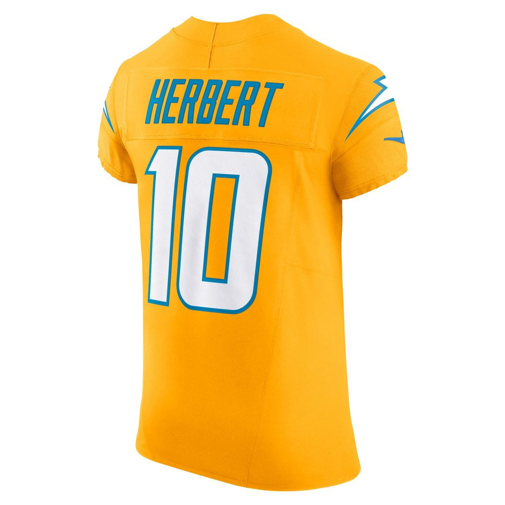 Justin Herbert Los Angeles Chargers Nike Alternate Charger Power Vapor F.U.S.E. Elite Jersey - Gold Official NFL Team Apparel Football Fan Gear