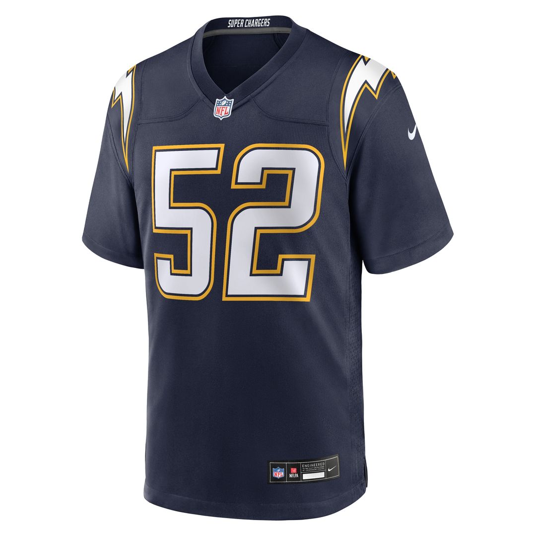 Khalil Mack Los Angeles Chargers Nike Alternate Charger Power Game Player Jersey - Gold Official NFL Team Apparel Football Fan Gear