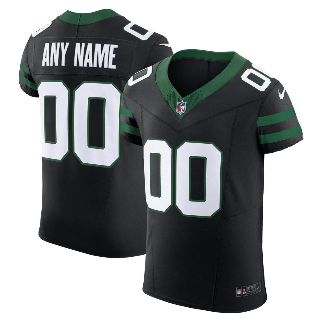 New York Jets Nike Alternate Vapor F.U.S.E. Elite Custom Jersey - Legacy Black Official NFL Team Apparel Football Fan Gear