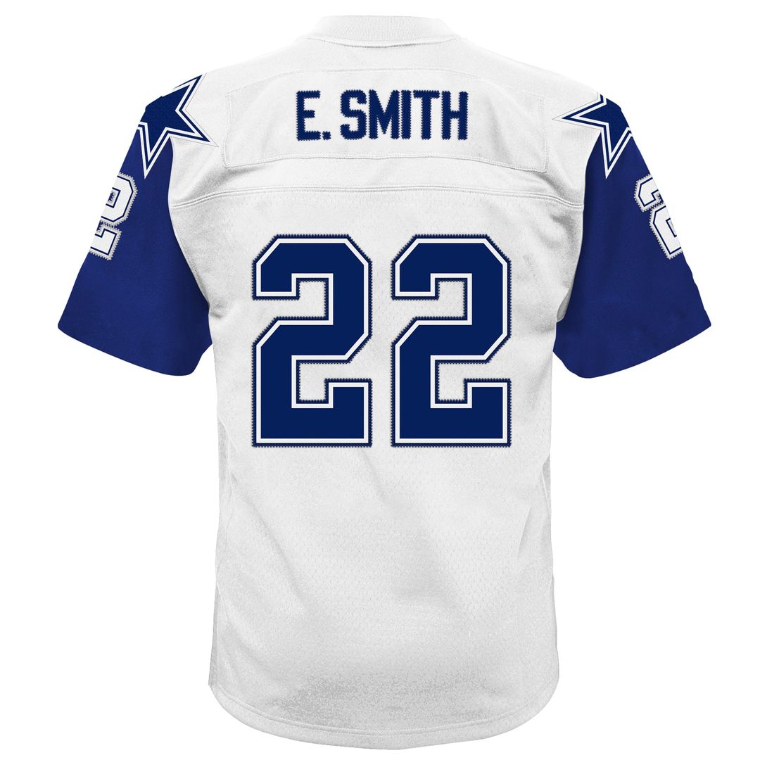 Emmitt Smith Dallas Cowboys Mitchell & Ness Youth 1994 Alternate Legacy Jersey - White Official NFL Team Apparel Football Fan Gear