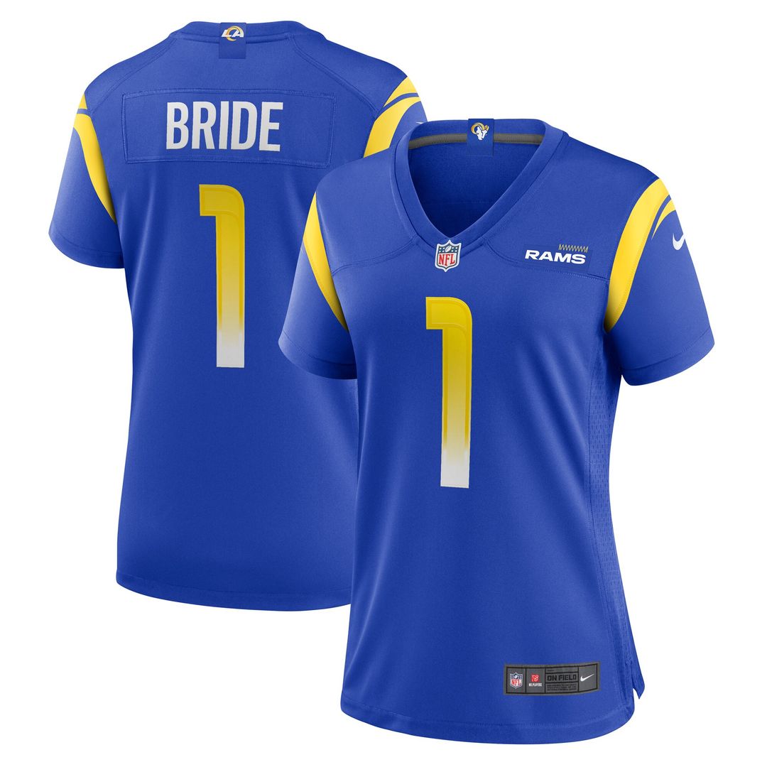 Number 1 Bride Los Angeles Rams Nike Women's Game Jersey - Royal Official NFL Team Apparel Football Fan Gear