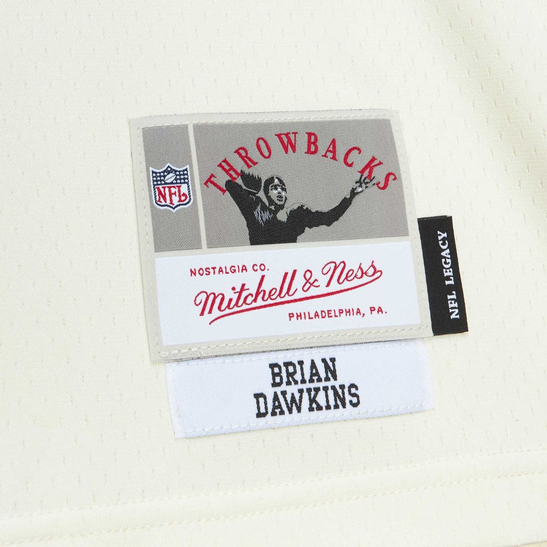 Brian Dawkins Philadelphia Eagles Mitchell & Ness Chainstitch Legacy Jersey - Cream Official NFL Team Apparel Football Fan Gear