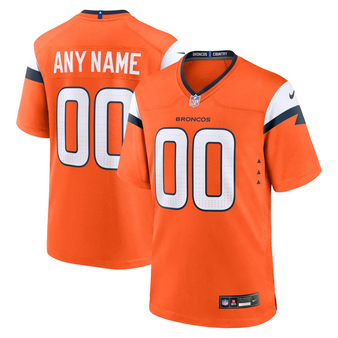 Denver Broncos Nike Team Custom Game Jersey - Orange Official NFL Team Apparel Football Fan Gear
