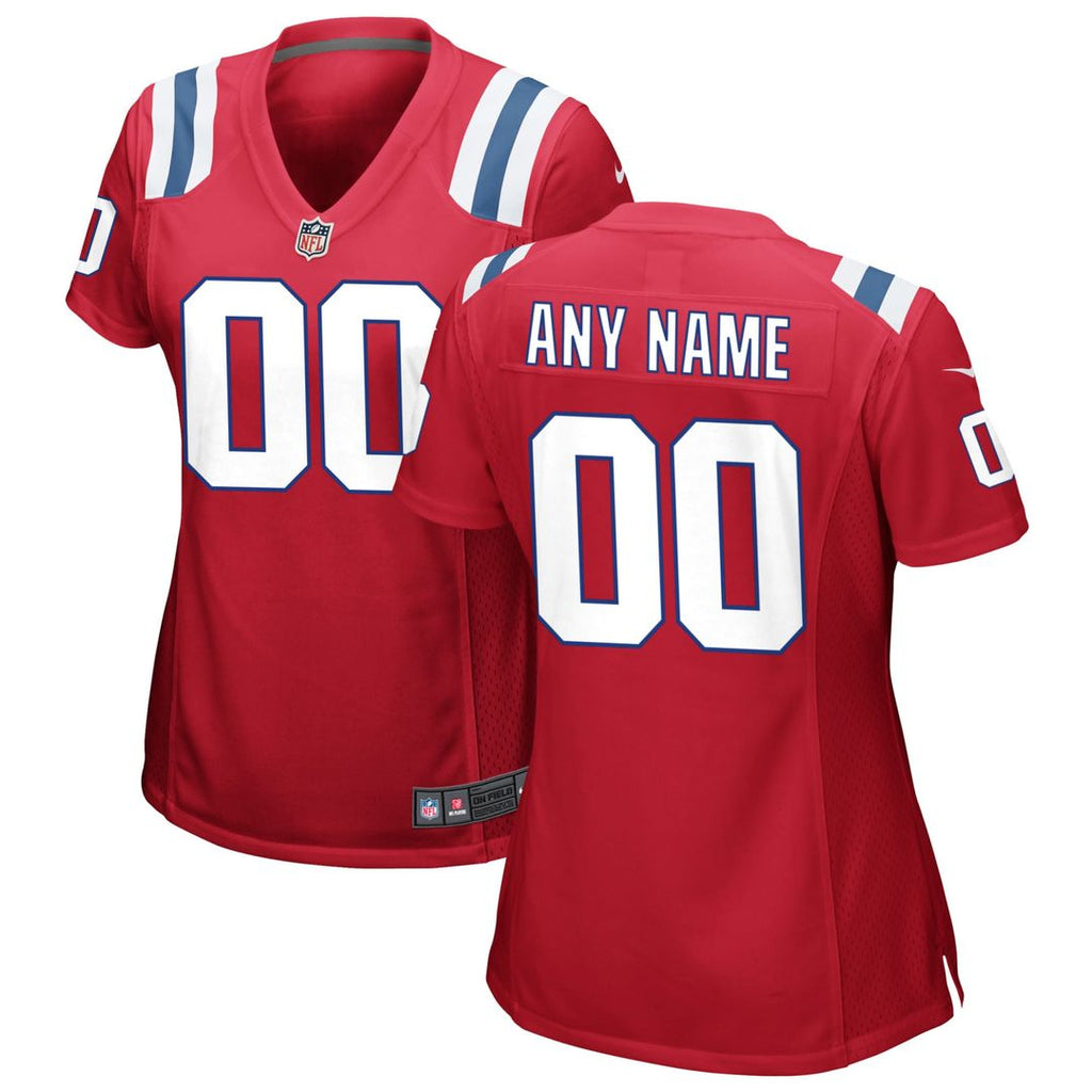 New England Patriots Nike Women's Alternate Custom Jersey - Red Official NFL Team Apparel Football Fan Gear