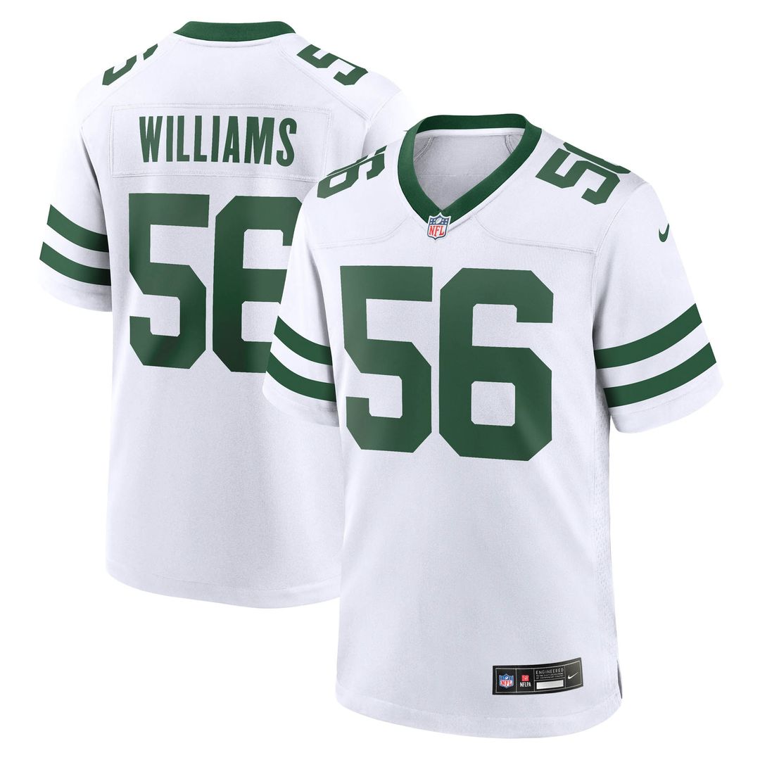 Quincy Williams New York Jets Nike Game Jersey - Legacy White Official NFL Team Apparel Football Fan Gear