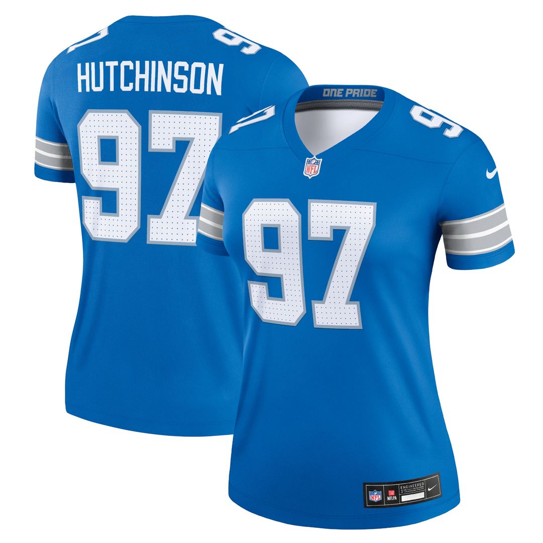 Aidan Hutchinson Detroit Lions Nike Women's Legend Player Performance Top - Blue NFL Fan Gear Popular Style