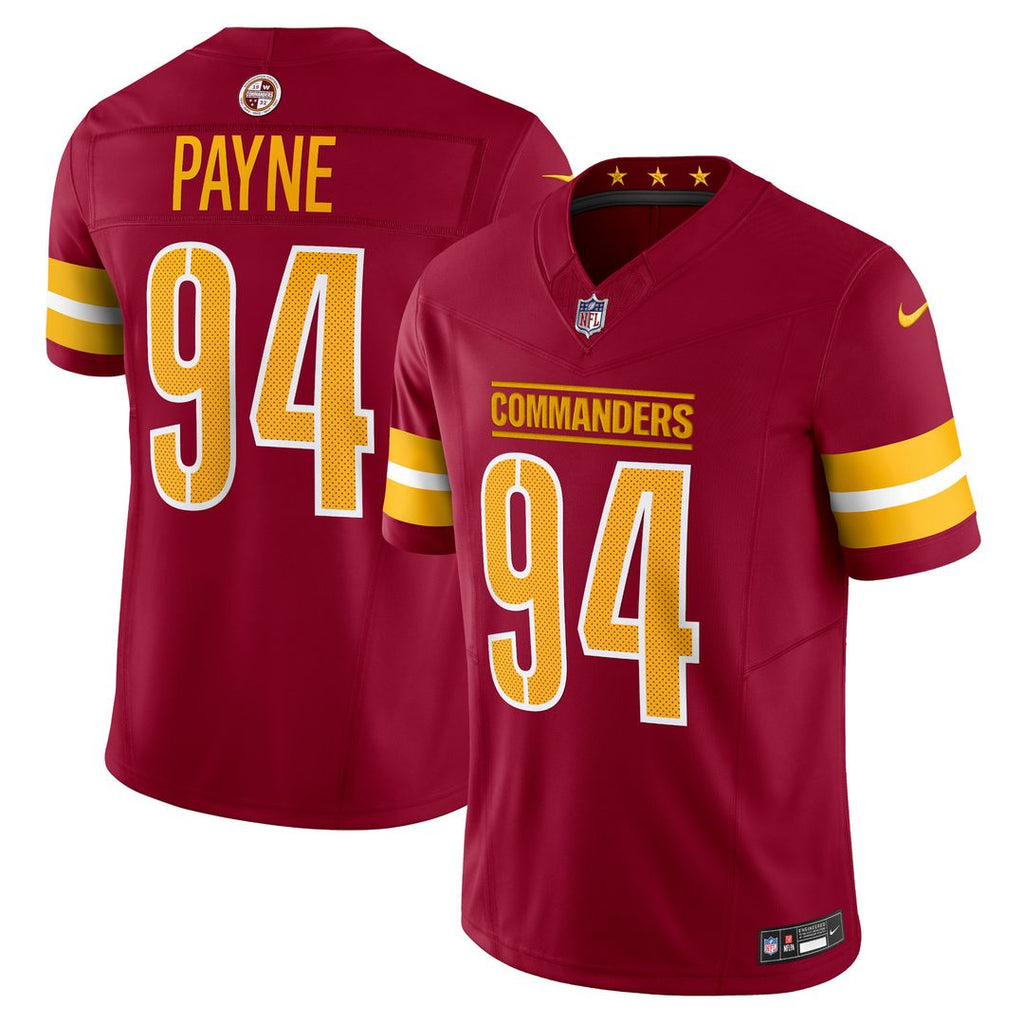 Daron Payne Washington Commanders Nike Vapor F.U.S.E. Limited Jersey - Burgundy Official NFL Team Apparel Football Fan Gear