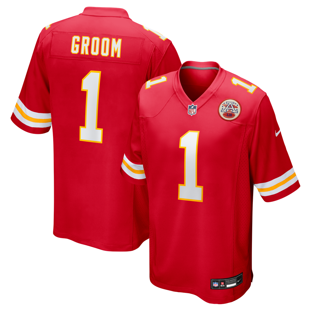 Number 1 Groom Kansas City Chiefs Nike Game Jersey - Red Official NFL Team Apparel Football Fan Gear