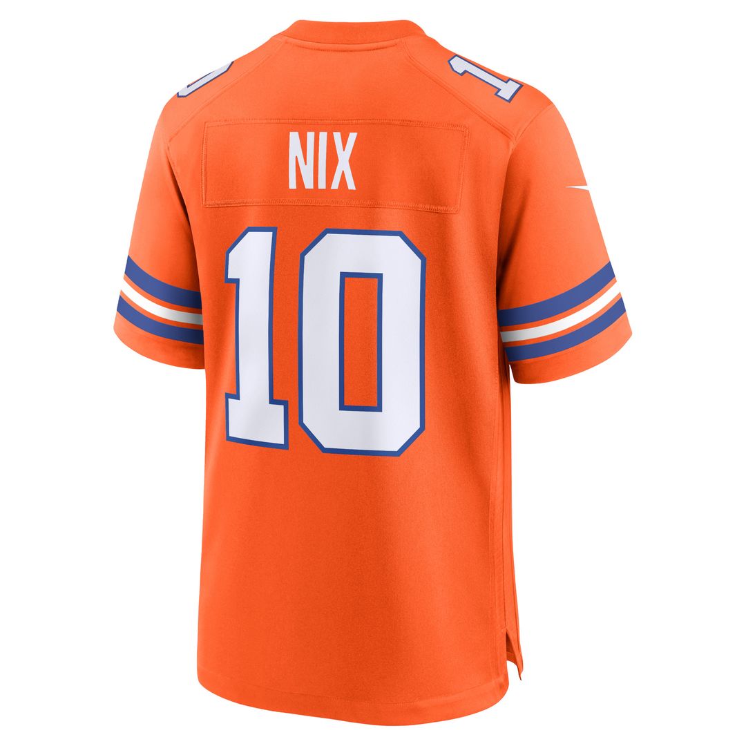 Bo Nix Denver Broncos Nike Mile High Collection 1977 Throwback Player Game Jersey - Orange Official NFL Team Apparel Football Fan Gear