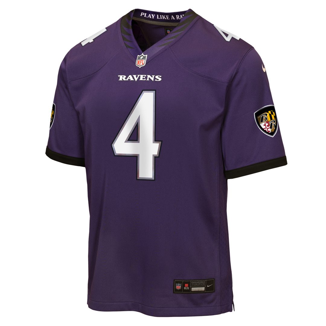 Zay Flowers Baltimore Ravens Nike Youth Game Jersey - Purple Official NFL Team Apparel Football Fan Gear