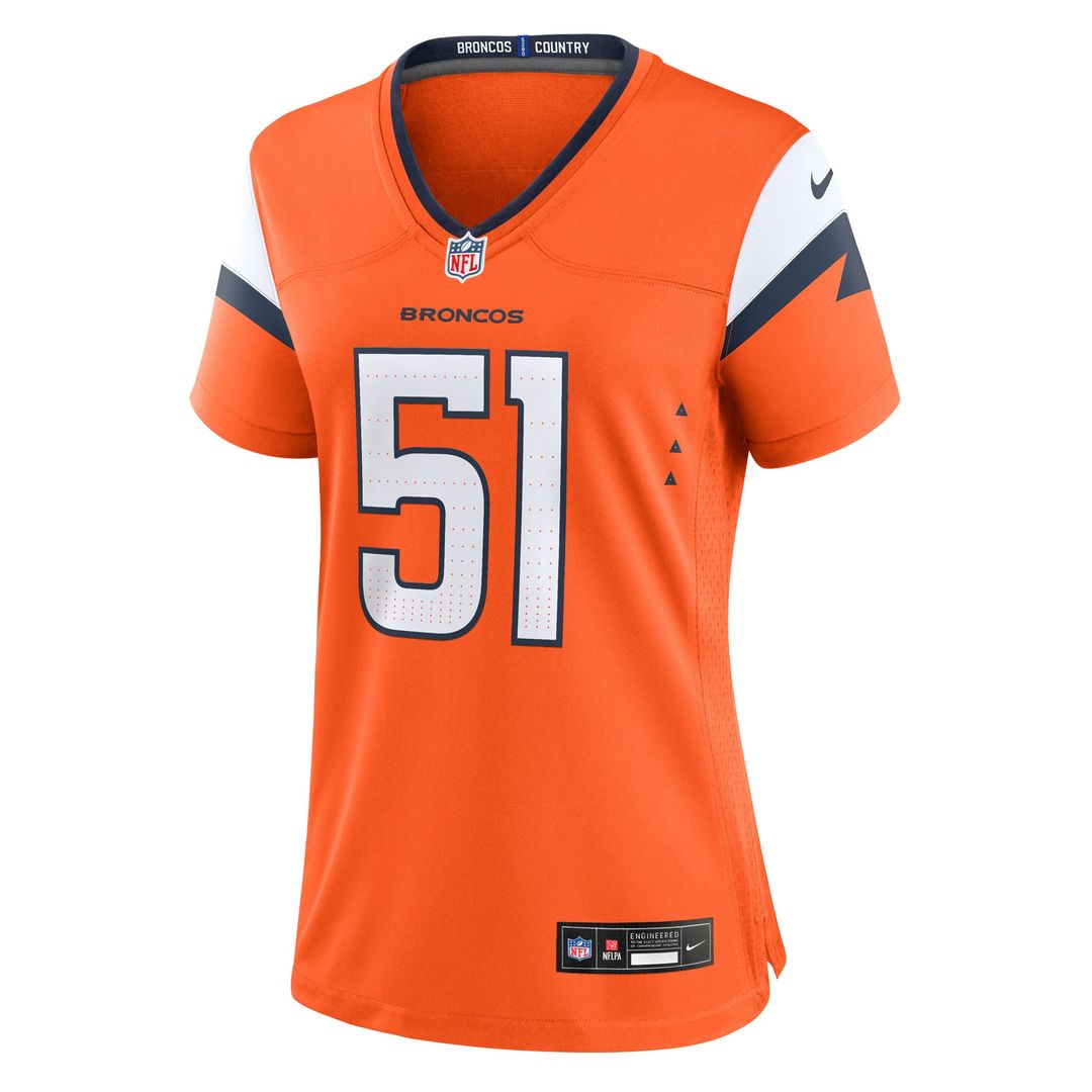Que Robinson Denver Broncos Nike Women's Team Game Jersey - Orange Official NFL Team Apparel Football Fan Gear