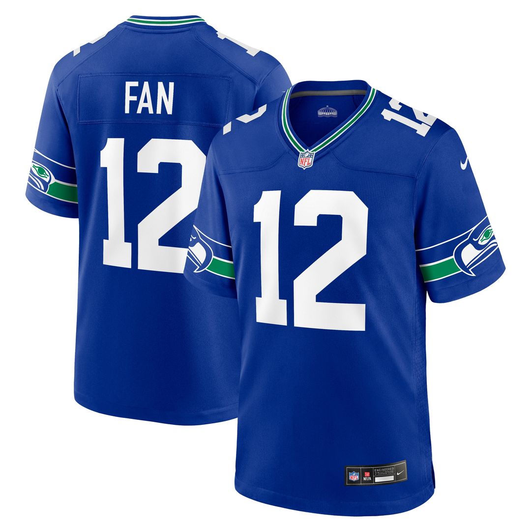 12s Seattle Seahawks Nike Throwback Player Game Jersey - Royal Official NFL Team Apparel Football Fan Gear