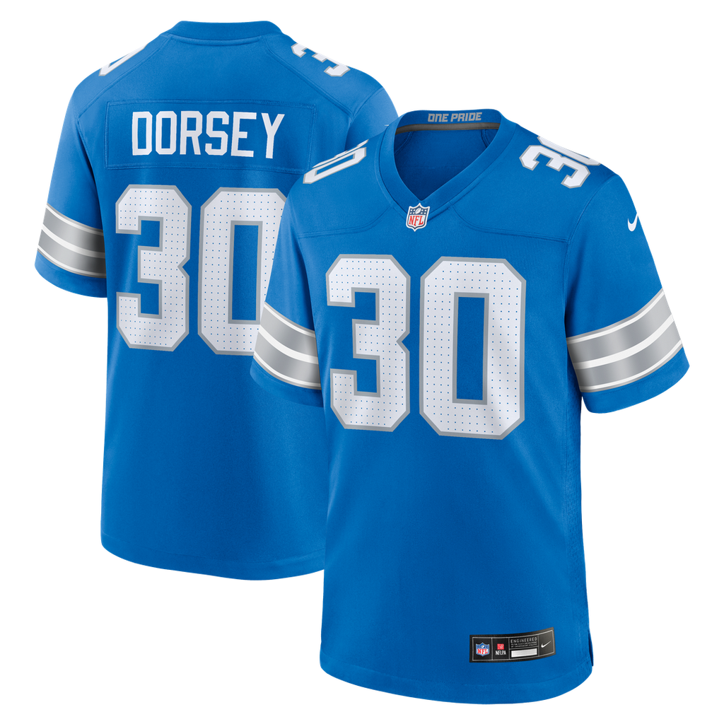 Khalil Dorsey Detroit Lions Nike Team Game Jersey - Blue Official NFL Team Apparel Football Fan Gear