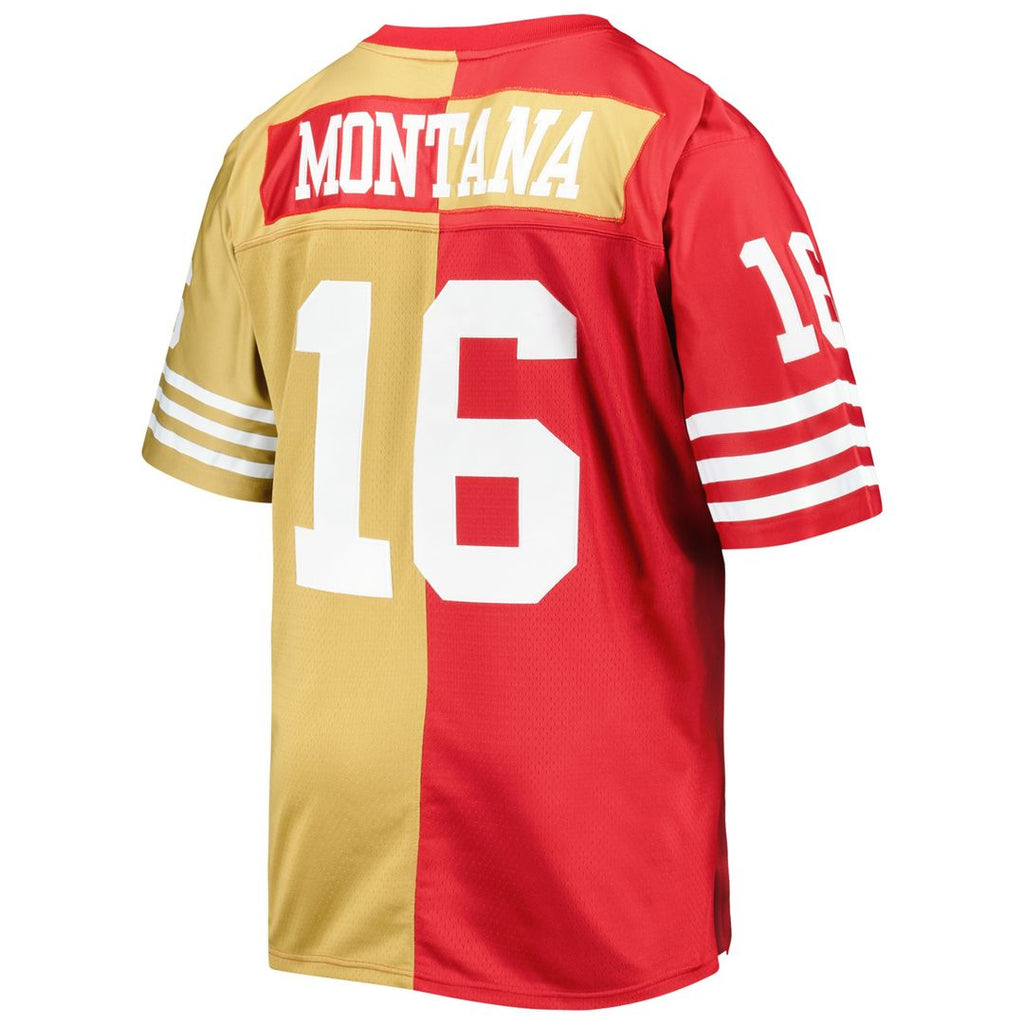 Joe Montana San Francisco 49ers Mitchell & Ness Big & Tall Split Legacy Retired Player Replica Jersey - Scarlet/Gold Official NFL Team Apparel Footbal