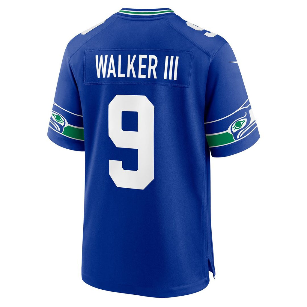 Kenneth Walker III Seattle Seahawks Nike Throwback Player Game Jersey - Royal Official NFL Team Apparel Football Fan Gear