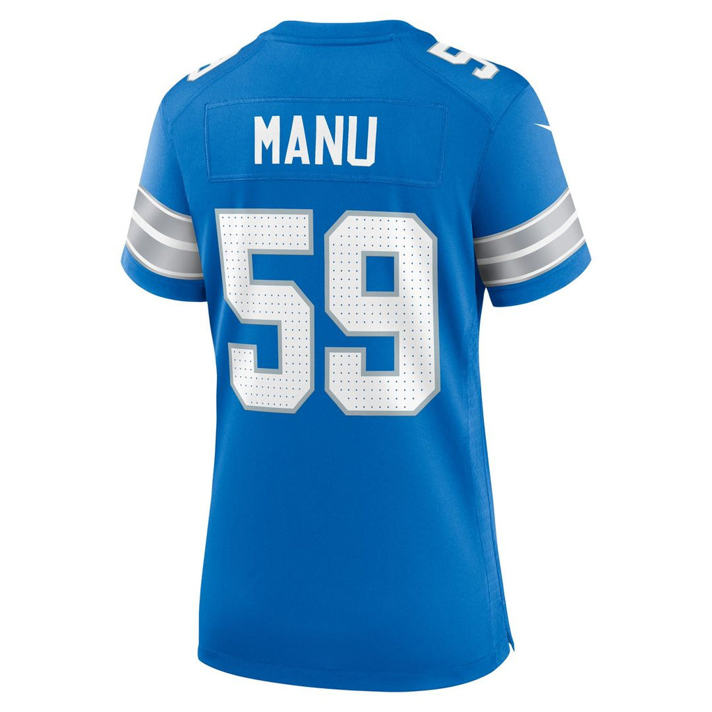 Giovanni Manu Detroit Lions Nike Women's Team Game Jersey - Blue Official NFL Team Apparel Football Fan Gear