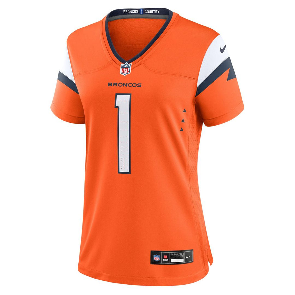 Number 1 Bride Denver Broncos Nike Women's Game Jersey - Orange Official NFL Team Apparel Football Fan Gear