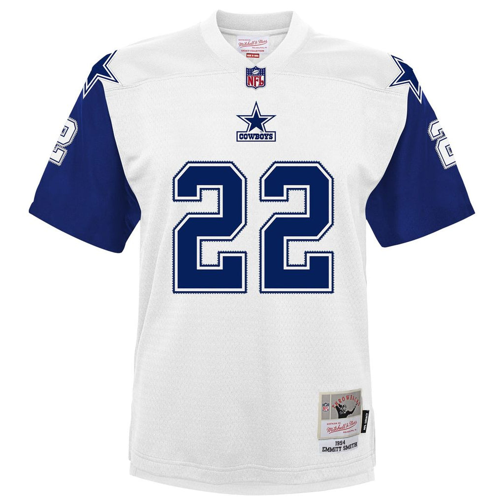 Emmitt Smith Dallas Cowboys Mitchell & Ness Youth 1994 Alternate Legacy Jersey - White Official NFL Team Apparel Football Fan Gear