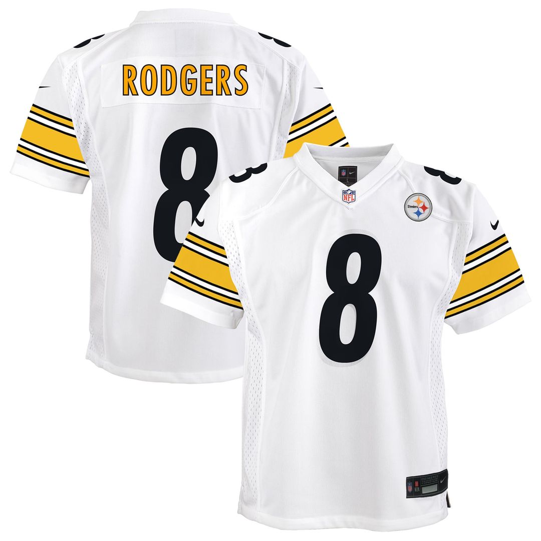 Aaron Rodgers Pittsburgh Steelers Nike Youth Game Jersey – White Official NFL Team Apparel Football Fan Gear
