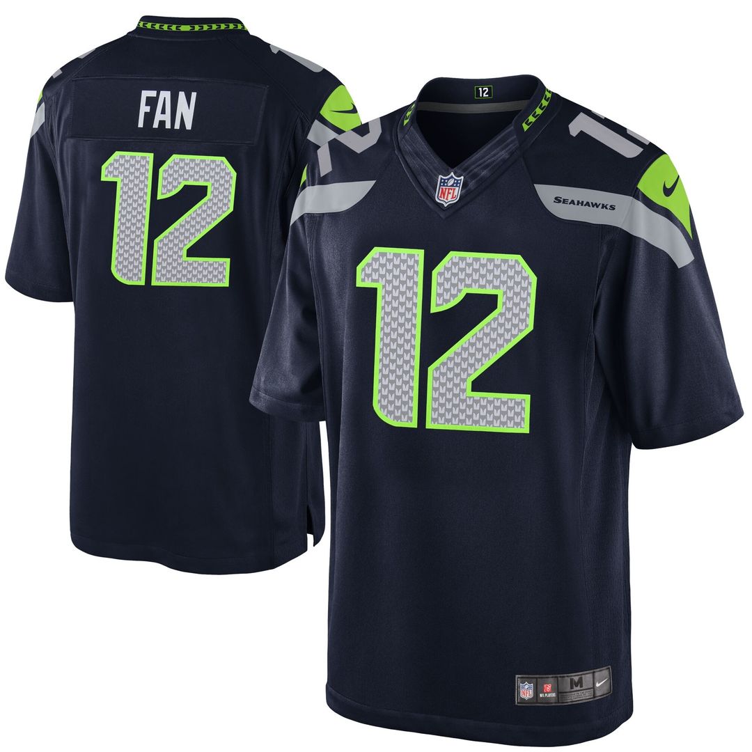 12th Fan Seattle Seahawks Nike Youth Game Jersey - College Navy Official NFL Team Apparel Football Fan Gear