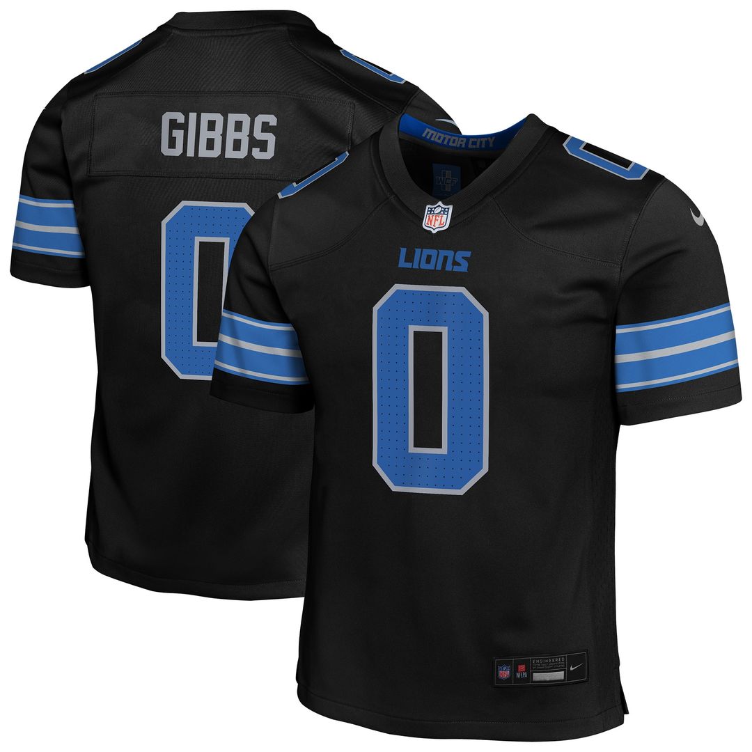 Jahmyr Gibbs Detroit Lions Nike Youth Game Jersey - Black Official NFL Team Apparel Football Fan Gear
