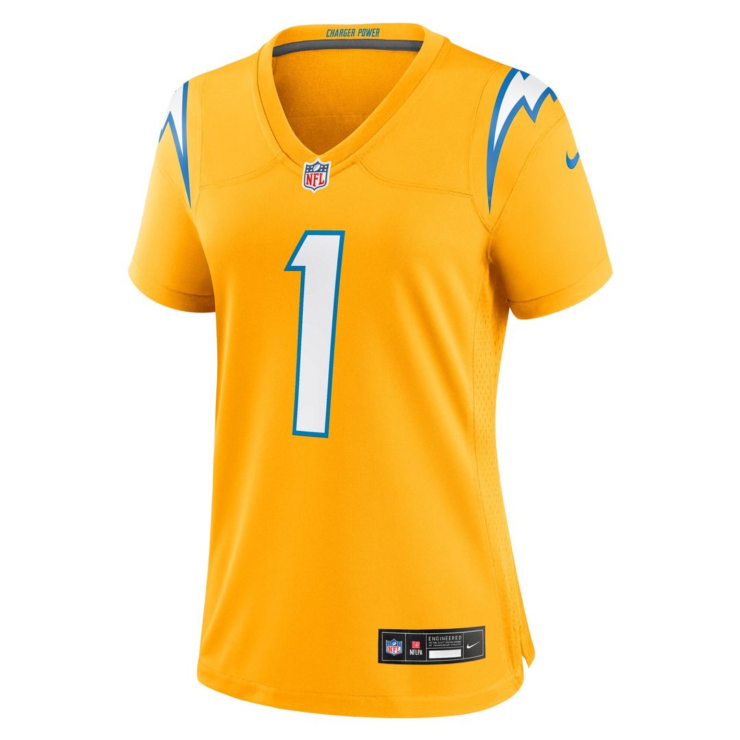 Quentin Johnston Los Angeles Chargers Nike Women's Alternate Charger Power Game Jersey - Gold Official NFL Team Apparel Football Fan Gear